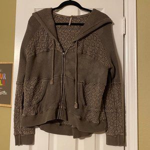 Free People Lace Inset Hoodie Jacket